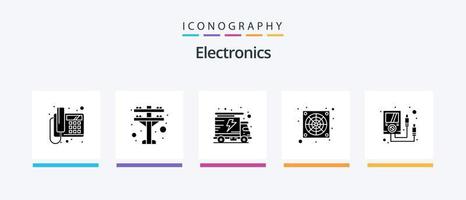 pack d'icônes de glyphe électronique 5 comprenant. mètre. paquet. électronique. ventilateur. conception d'icônes créatives vecteur