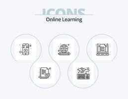 pack d'icônes de ligne d'apprentissage en ligne 5 conception d'icônes. en ligne. livre. en ligne. en ligne. parlé vecteur