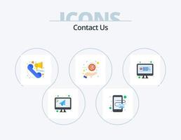 contactez-nous pack d'icônes plat 5 conception d'icônes. question. ordinateur. appel. soutien. message vecteur