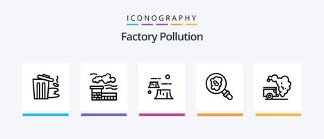 pack d'icônes de la ligne 5 de pollution d'usine, y compris la production. usine. poussière. pollution. environnement. conception d'icônes créatives vecteur