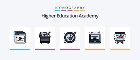 ligne d'académie remplie de 5 packs d'icônes comprenant un tableau noir. comptabilité. école. éducation. tableau noir. conception d'icônes créatives vecteur