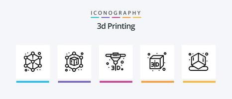 Pack d'icônes de la ligne d'impression 3d 5 comprenant . géométrique. forme. cube. ordinateur. conception d'icônes créatives vecteur