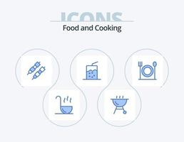 pack d'icônes bleues alimentaires 5 conception d'icônes. . cocktail. . nourriture vecteur