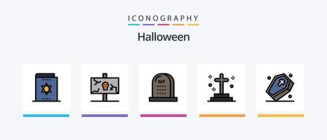 ligne d'halloween remplie de 5 packs d'icônes, y compris les vacances. Pâques. Halloween. effrayant. lune. conception d'icônes créatives vecteur