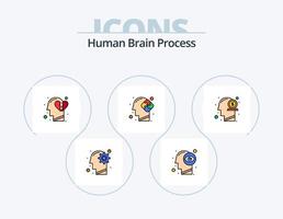 ligne de processus de cerveau humain rempli pack d'icônes 5 conception d'icônes. diriger. humain. sentiment. diriger. équilibre vecteur