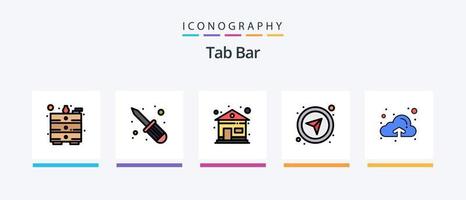 ligne de barre d'onglets remplie de 5 packs d'icônes comprenant. poubelle. soutien. aider. conception d'icônes créatives vecteur