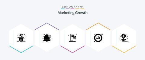 pack d'icônes de 25 glyphes de croissance marketing, y compris la croissance. statistiques. réalisation. ventes. croissance vecteur