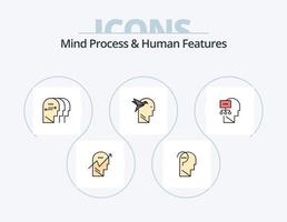 processus de l'esprit et lignes de caractéristiques humaines remplies pack d'icônes 5 conception d'icônes. esprit. esprit éco. se concentrer. éco. humain vecteur