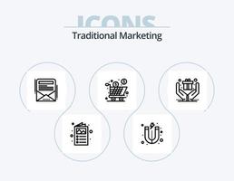 pack d'icônes de ligne de marketing traditionnel 5 conception d'icônes. livraison. catalogue. publicité. catalogue. publicité vecteur