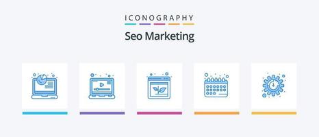 pack d'icônes seo marketing blue 5, y compris seo. calendrier. flèche. date. rendez-vous. conception d'icônes créatives vecteur