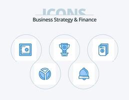 stratégie d'entreprise et finances pack d'icônes bleues 5 conception d'icônes. déposer. récompense. banque. réalisation. décerner vecteur