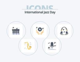 pack d'icônes plates de la journée internationale du jazz 5 conception d'icônes. . musique. son. écouteurs. musique vecteur