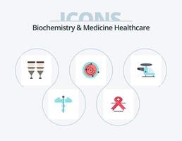 biochimie et médecine soins de santé pack d'icônes plat 5 conception d'icônes. santé. univers. médical. espace. seringue vecteur