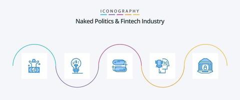 politique nue et pack d'icônes bleues de l'industrie fintech 5, y compris la banque. protection. idée. personnel. paiement vecteur