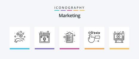 pack d'icônes de la ligne marketing 5, y compris la conférence. conférencier. publicité. mobile. publicité. conception d'icônes créatives vecteur
