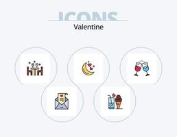 pack d'icônes remplies de ligne de la saint-valentin 5 conception d'icônes. fête. aimer. glace. jour. Valentin vecteur