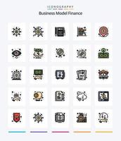 pack d'icônes remplies de 25 lignes de finance créative, telles que le prêt. bancaire. financier. rapport. Les figures vecteur