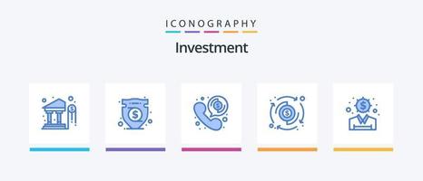 pack d'icônes d'investissement bleu 5 comprenant une idée. transfert. argent. traitement. dollar. conception d'icônes créatives vecteur