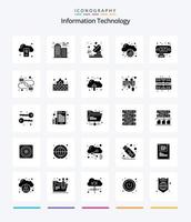 technologie de l'information créative pack d'icônes noires solides de 25 glyphes telles que la connexion. interfaces. télécommunication. données. gestion vecteur