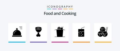pack d'icônes de glyphe alimentaire 5 comprenant. tasse. takoyaki. nourriture. conception d'icônes créatives vecteur