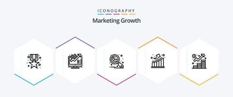 pack d'icônes de 25 lignes de croissance marketing, y compris vers le haut. croissance. croissance. graphique. recherche vecteur