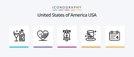 pack d'icônes usa line 5, y compris américain. verre. Américain. bouteille. vin. conception d'icônes créatives vecteur