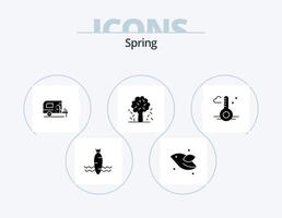 pack d'icônes de glyphe de printemps 5 conception d'icônes. thermomètre. printemps. voiture. nature. pomme vecteur
