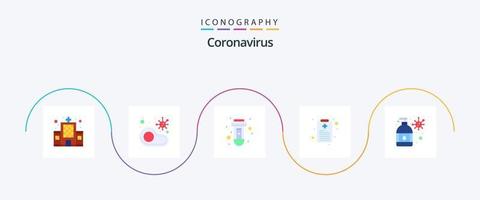 pack d'icônes coronavirus plat 5 comprenant manucure. sang. rapport. fiche de santé vecteur