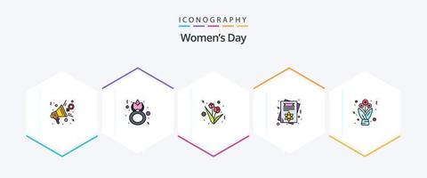pack d'icônes fillline pour la journée des femmes 25, y compris. femme. femmes. jour. tulipe vecteur