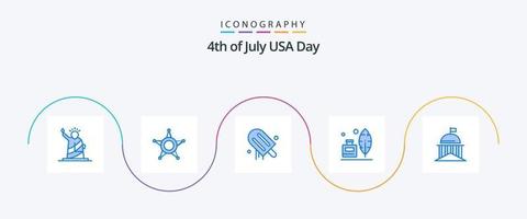 pack d'icônes bleu usa 5, y compris la ville. bouteille d'encre. Etats-Unis. plume. Etats-Unis vecteur