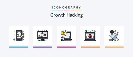 ligne de piratage remplie de 5 packs d'icônes comprenant un document. virus. pirate. infection. Terre. conception d'icônes créatives vecteur