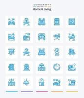 Creative Home and Living 25 pack d'icônes bleues telles que l'intérieur. fenêtre. bureau. vie. conférencier vecteur