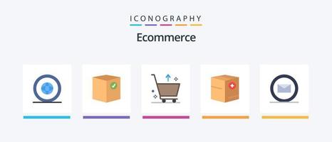pack d'icônes plat 5 de commerce électronique comprenant e. boîte. e. ajouter. e. conception d'icônes créatives vecteur