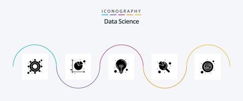 pack d'icônes glyphe 5 de science des données, y compris la vue. œil. ampoule. référencement. graphique vecteur
