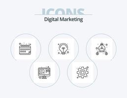 pack d'icônes de ligne de marketing numérique 5 conception d'icônes. cas. en ligne. navigateur. graphique. analyse vecteur