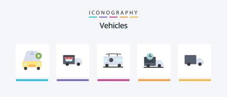 pack d'icônes plat 5 de véhicules, y compris la logistique. camion. combiné. ruée. livraison. conception d'icônes créatives vecteur