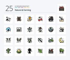 nature et agriculture pack d'icônes rempli de 25 lignes, y compris l'agriculture. agriculture. agriculture. agriculture. cerise vecteur