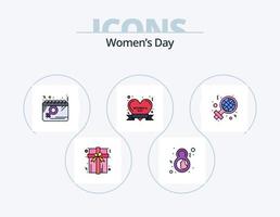pack d'icônes remplies de ligne de journée des femmes 5 conception d'icônes. jour. solide. décerner. miroir. salle de bains vecteur