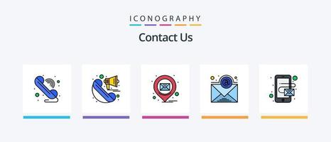 contactez-nous ligne rempli 5 pack d'icônes, y compris. question. téléphone. en ligne. son. conception d'icônes créatives vecteur