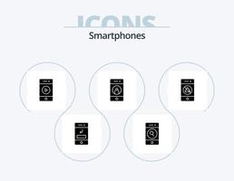 pack d'icônes de glyphe de smartphones 5 conception d'icônes. téléphone. médias. la toile. ami. conférencier vecteur