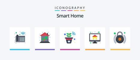 pack d'icônes Smart Home Flat 5, y compris le contrôle. moniteur. loger. loger. ordinateur. conception d'icônes créatives vecteur