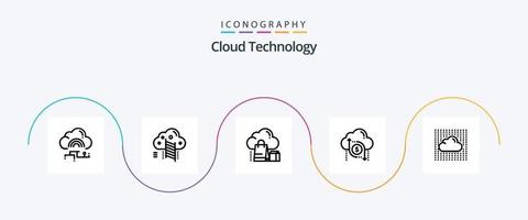 pack d'icônes ligne 5 de la technologie cloud, y compris la flèche. données. données. nuage. sac vecteur