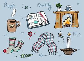 Hygge Stuff dessinés à la main Doodle Vector Illustration