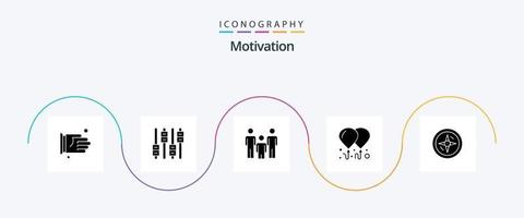 pack d'icônes de glyphe de motivation 5, y compris l'emplacement. la navigation. famille. motivation. ballon vecteur