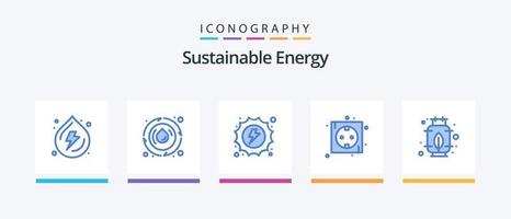 pack d'icônes bleu énergie durable 5, y compris l'énergie. brancher. électrique. énergie. conseil. conception d'icônes créatives vecteur