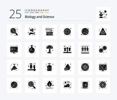 biologie 25 pack d'icônes de glyphes solides, y compris la science. cellule. livre. sperme. cellules vecteur
