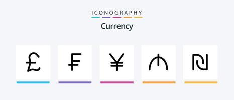 pack d'icônes ligne de devise 5 comprenant. monnaie. pièces de monnaie. espèces. crypto-monnaie. conception d'icônes créatives vecteur