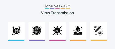 pack d'icônes de glyphe de transmission de virus 5, y compris la médecine. virus. livre de médecine. manuel. conception d'icônes créatives vecteur