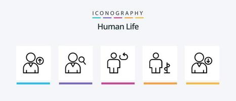 pack d'icônes de la ligne humaine 5, y compris le corps. utilisateur. avatar. serrure. atterrir. conception d'icônes créatives vecteur