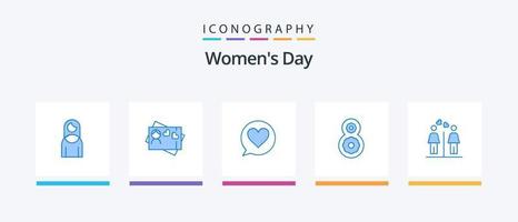 pack d'icônes bleu jour de la femme 5 comprenant. panneaux. aimer. toilettes. aimer. conception d'icônes créatives vecteur